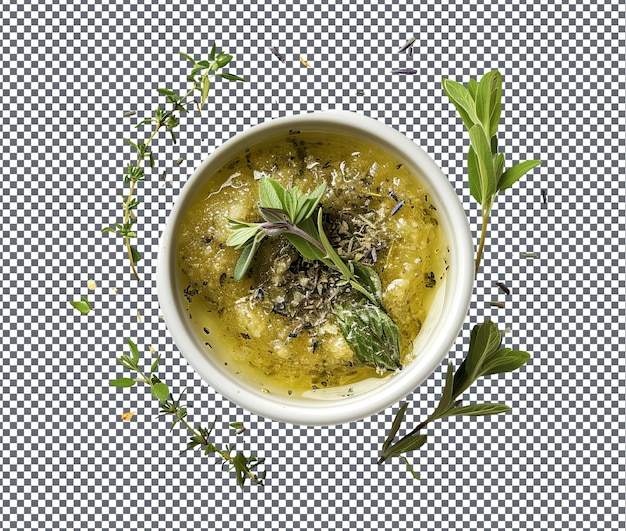 Miska świeżej zupy ziołowej